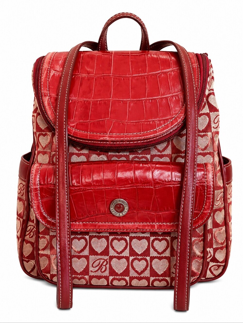 VTG BRIGHTON Hearts Canvas Leather  Coquette Mini Backpack